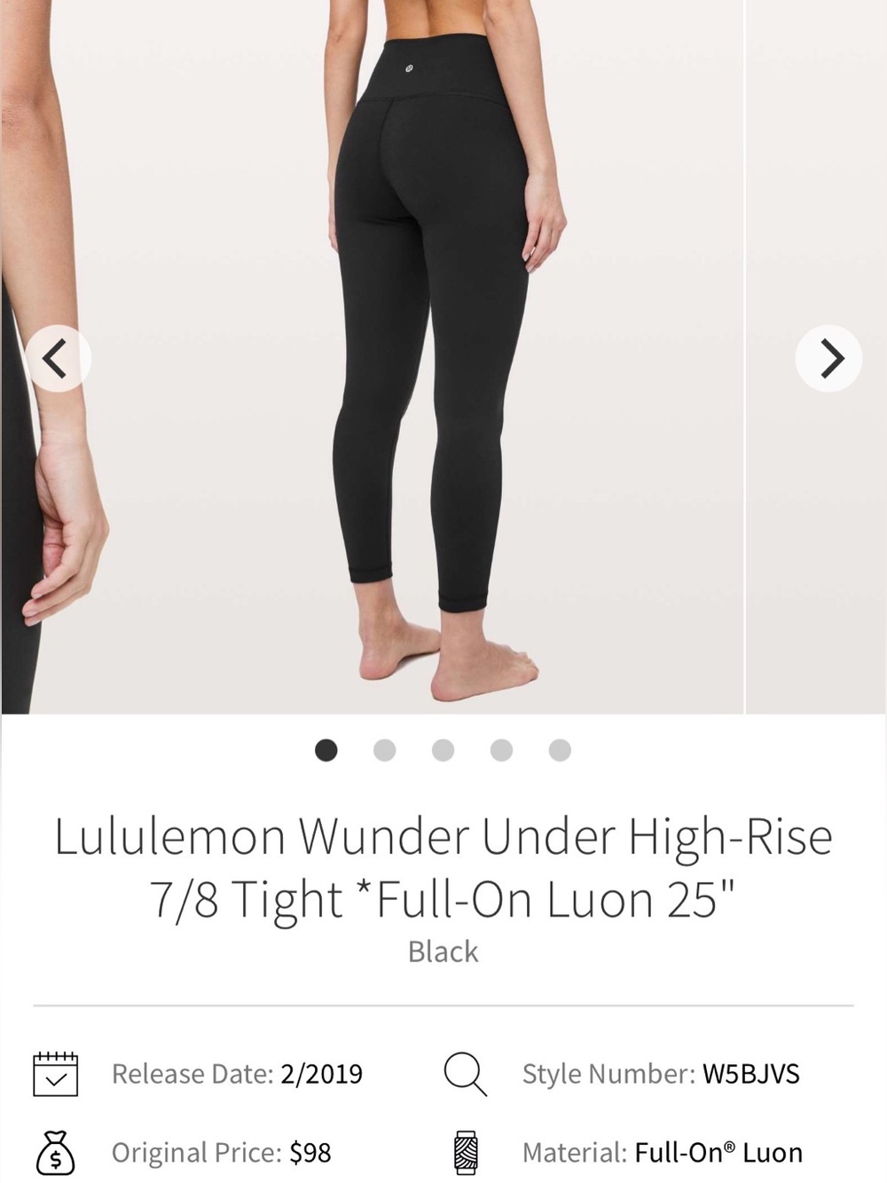 Lululemon Wunder Under High Rise Tight 25" Luon Sz 4